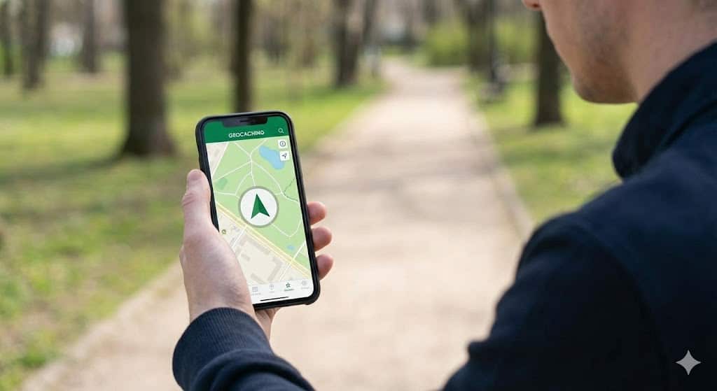 2 Schritt Die Navigation zum Ziel Mit dem Smartphone als Kompass machst du dich auf den Weg zu den Koordinaten des Caches.
